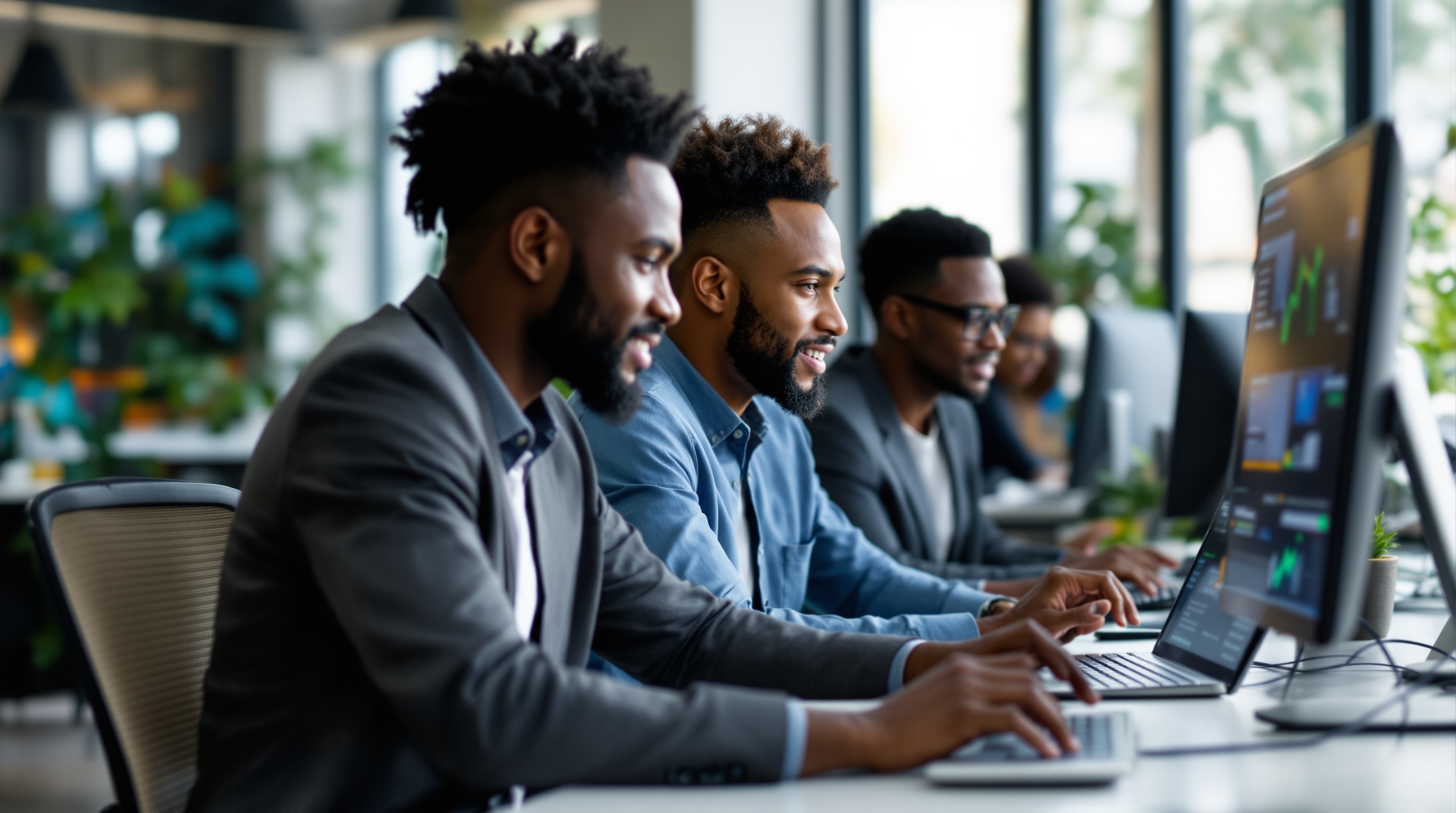 Professionnels africains travaillant dans un environnement digital moderne